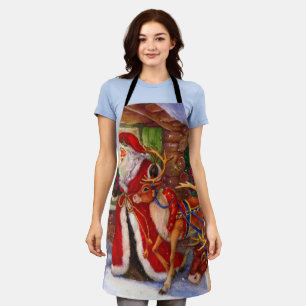 Santa claus and rudolph apron
