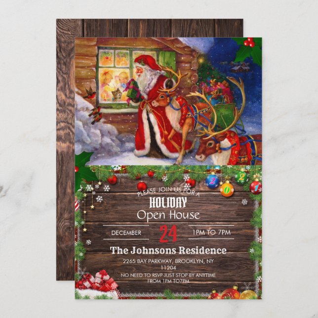 Santa claus and rudolph         invitation (Front/Back)