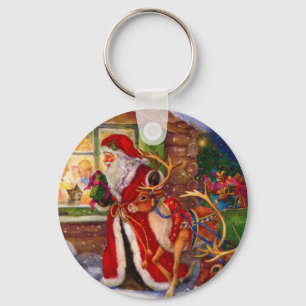 Santa claus and rudolph key ring