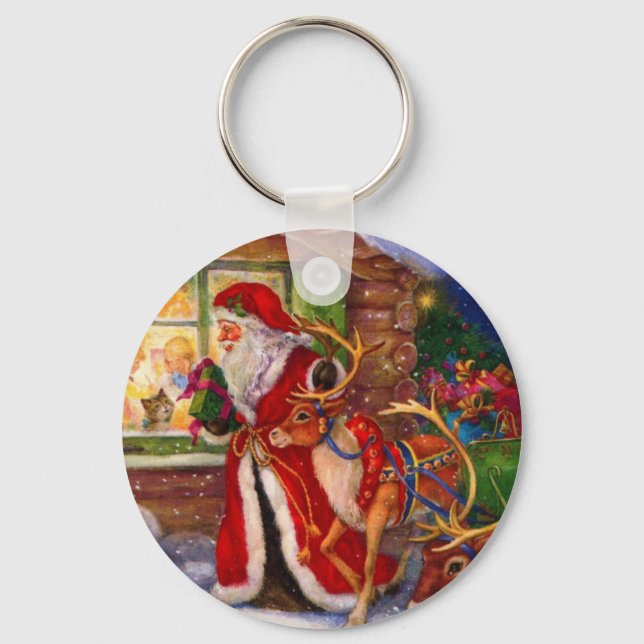 Santa claus and rudolph key ring (Front)