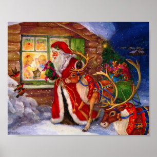 Santa claus and rudolph poster