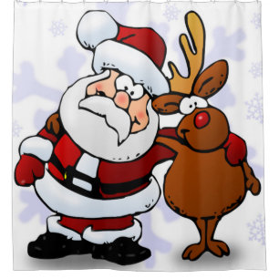 SANTA CLAUS AND RUDOLPH SHOWER CURTAIN