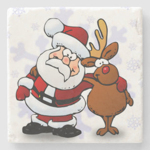 SANTA CLAUS AND RUDOLPH STONE COASTER
