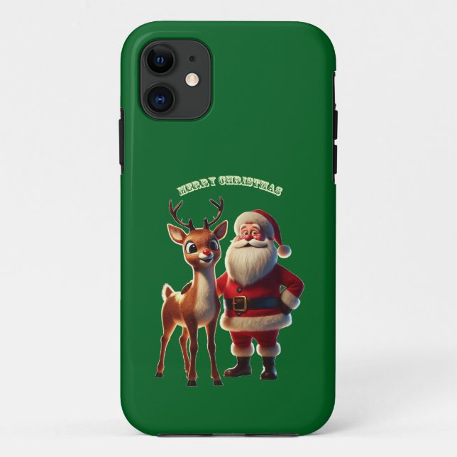 Santa Claus and Rudolph the Red-Nosed Reindeer URM Case-Mate iPhone Case (Back)