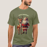 Santa Claus and Rudolph the Red-Nosed Reindeer URM T-Shirt<br><div class="desc">Image of Santa Clause posing with Rudolph the Red-Nosed Reindeer for Christmas celebration.</div>