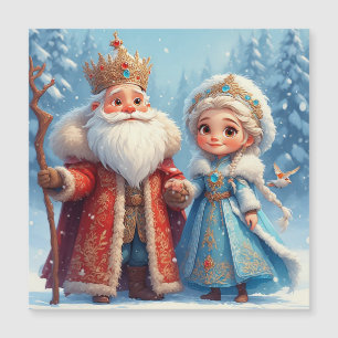 Santa Claus and Snow Maiden Celebrating Christmas