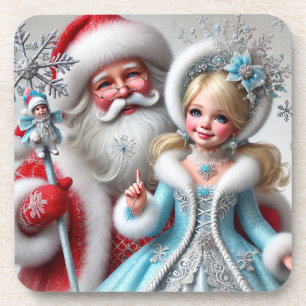 Santa Claus and Snow Mainen in a Winter Wonderland Coaster