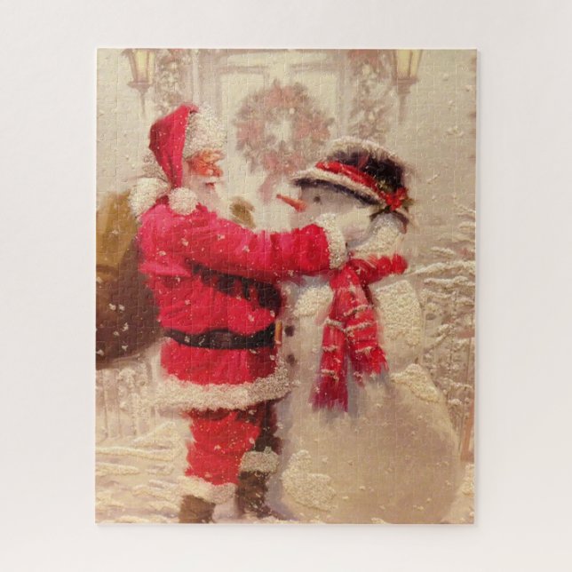 Santa Claus and Snowman Jigsaw Puzzle (Vertical)