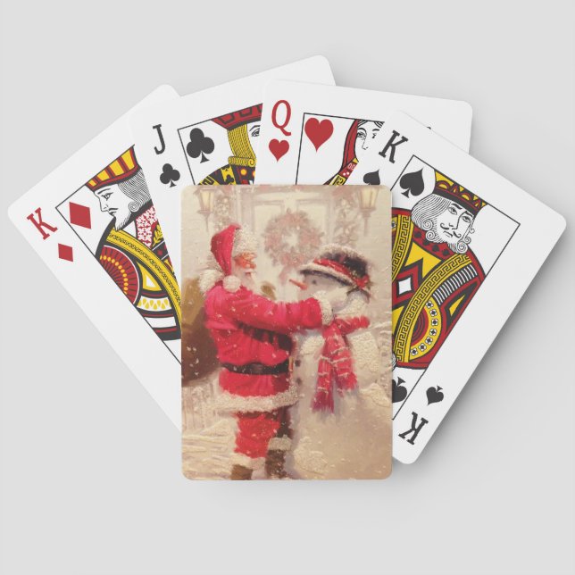 Santa Claus and Snowman Playing Cards (Back)