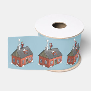 Santa Claus and the little red house Grosgrain Ribbon