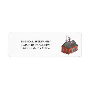 Santa Claus and the little red house Return Address Label