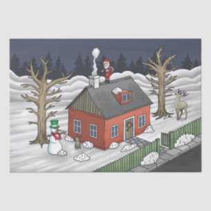 Santa Claus and the little red house Tissue Paper