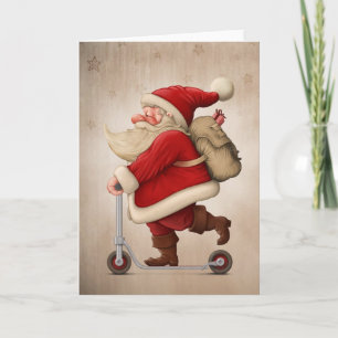 Santa Claus and the Push Scooter Holiday Card