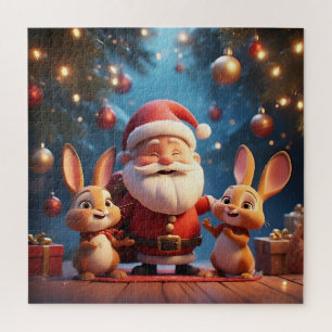 Santa Claus and Two Cheerful Rabbits Jigsaw Puzzle