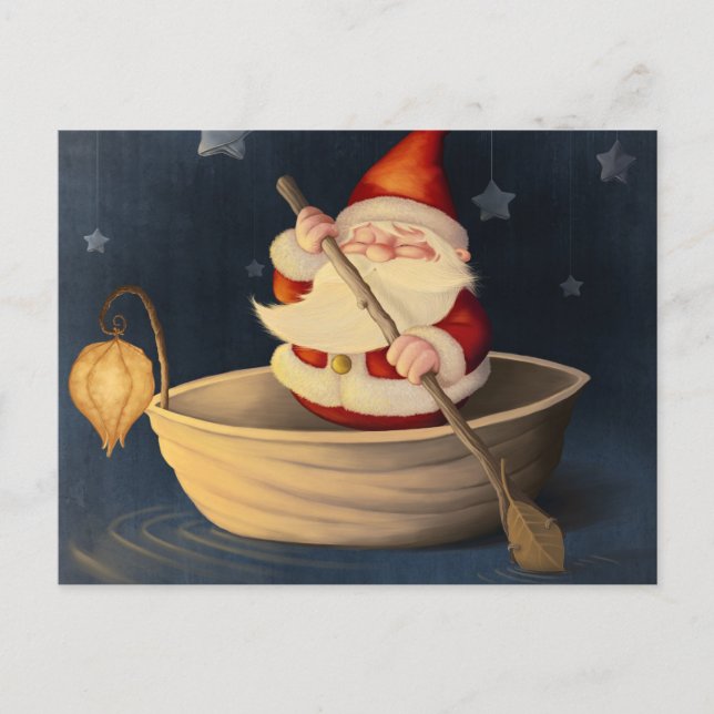 Santa Claus and walnut shell Holiday Postcard (Front)