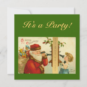 Santa Claus Antique Postcard Print Invitation