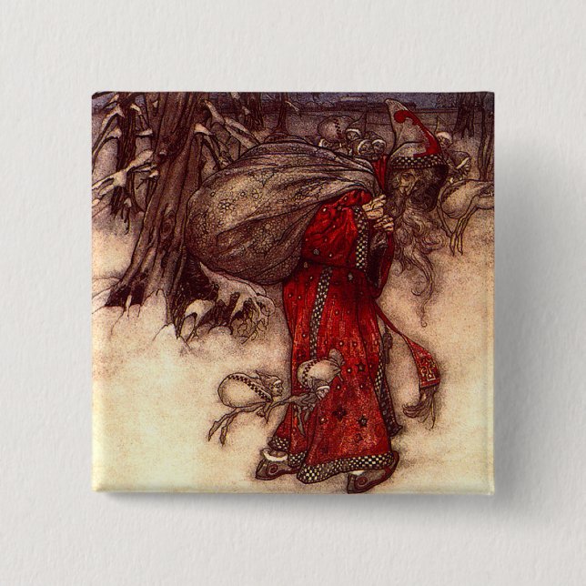 Santa Claus Arthur Rackham  15 Cm Square Badge (Front)