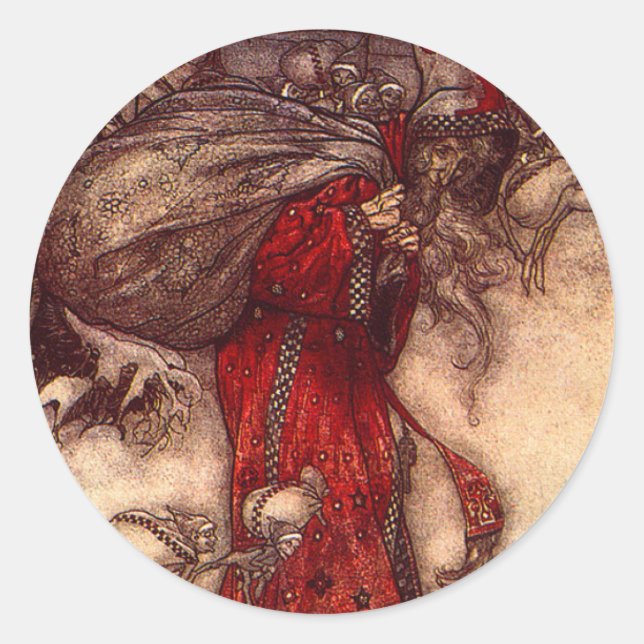 Santa Claus Arthur Rackham  Classic Round Sticker (Front)