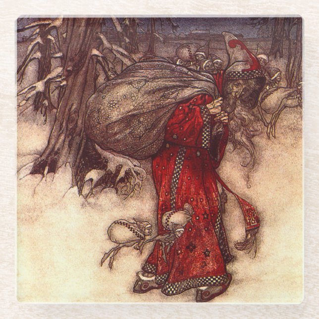 Santa Claus Arthur Rackham  Glass Coaster (Front)