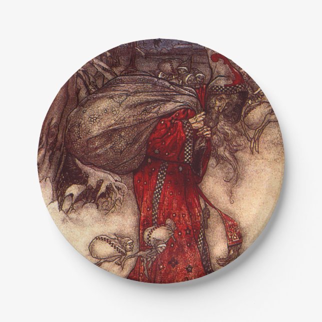 Santa Claus Arthur Rackham  Paper Plate (Front)