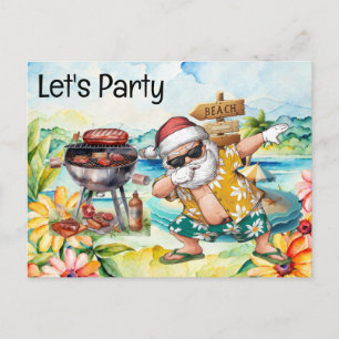 Santa Claus at Beach Christmas in July  Holiday Postcard