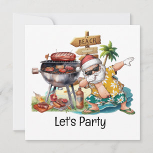 Santa Claus at Beach Christmas in July Invitation