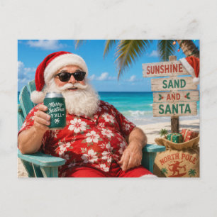 Santa Claus at Beach view Christmas Party  Postcard