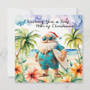 SANTA CLAUS at Hawaii Beach for Christmas Holiday Card