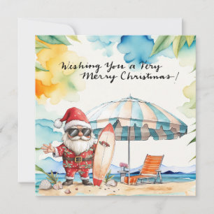SANTA CLAUS at Hawaii Beach for Christmas Holiday Card