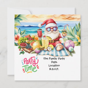 SANTA CLAUS at Hawaii Beach for Christmas Invitation