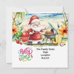 SANTA CLAUS  at Hawaii Beach for Christmas Invitation