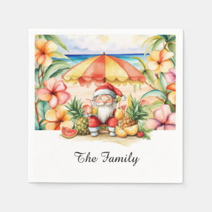 SANTA CLAUS  at Hawaii Beach for Christmas Napkin