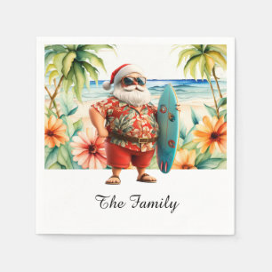 SANTA CLAUS  at Hawaii Beach for Christmas Napkin