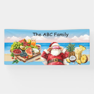 Santa Claus at the beach Christmas in July Party Banner