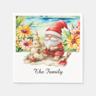 SANTA CLAUS at the Beach for Christmas in July Napkin