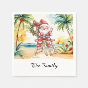 SANTA CLAUS  at the Beach for Christmas in July  Napkin