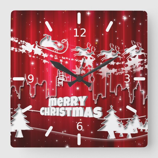 Santa Claus at work Square Wall Clock (Front)