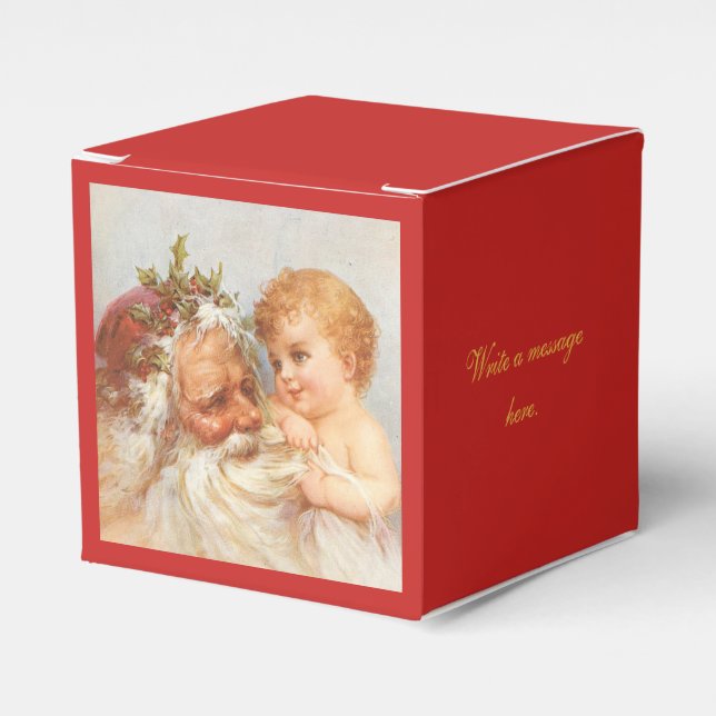 Santa Claus Baby Christmas Party Baby Shower Cube Favour Box (Front Side)