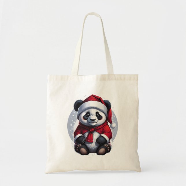 Santa Claus Baby Panda | Christmas Tote Bag (Front)