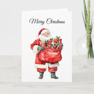 Santa Claus Bag of Gifts Christmas Card
