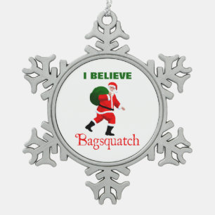 Santa Claus - Bagsquatch Snowflake Pewter Christmas Ornament