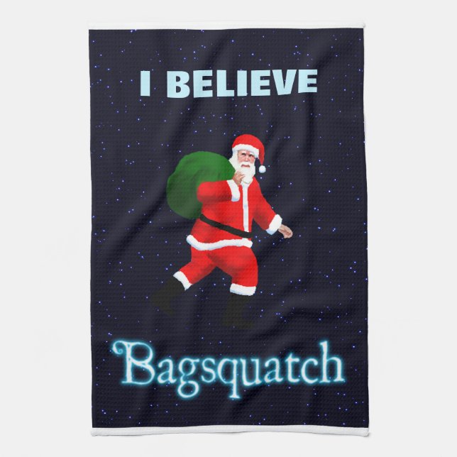 Santa Claus - Bagsquatch Tea Towel (Vertical)