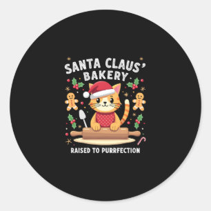 Santa Claus Bakery Kneaded To Purrfection Christma Classic Round Sticker