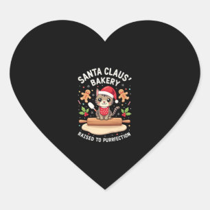 Santa Claus Bakery Kneaded To Purrfection Christma Heart Sticker