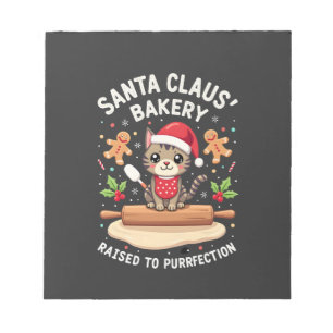 Santa Claus Bakery Kneaded To Purrfection Christma Notepad