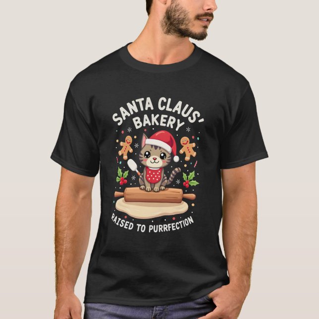 Santa Claus Bakery Kneaded To Purrfection Christma T-Shirt (Front)