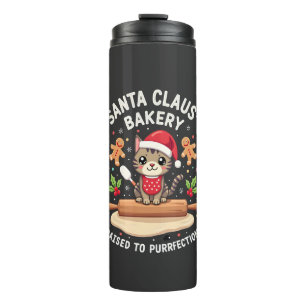 Santa Claus Bakery Kneaded To Purrfection Christma Thermal Tumbler
