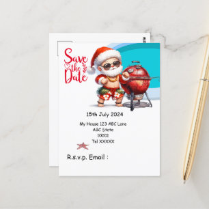 Santa Claus Barbecue Christmas in July  Postcard