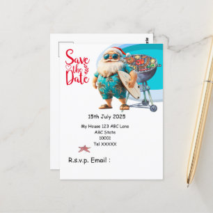 Santa Claus Barbecue Christmas in July  Postcard