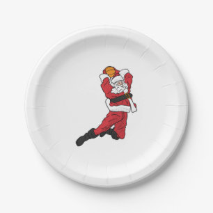 Santa Claus Basketball Christmas Gift & Present Paper Plate